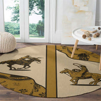 Cowboy Round Carpet Horse Riding Retro Western Yoke Beige - Wonder Print Shop