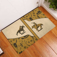 Cowboy Rubber Doormat Horse Riding Retro Western Yoke Beige - Wonder Print Shop