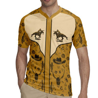 Cowboy Rugby Jersey Horse Riding Retro Western Yoke Beige - Wonder Print Shop