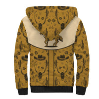 Cowboy Sherpa Hoodie Horse Riding Retro Western Yoke Beige - Wonder Print Shop