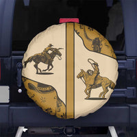Cowboy Spare Tire Cover Horse Riding Retro Western Yoke Beige - Wonder Print Shop