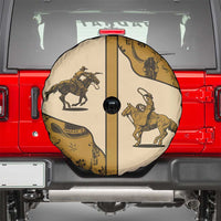Cowboy Spare Tire Cover Horse Riding Retro Western Yoke Beige - Wonder Print Shop