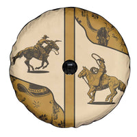 Cowboy Spare Tire Cover Horse Riding Retro Western Yoke Beige - Wonder Print Shop