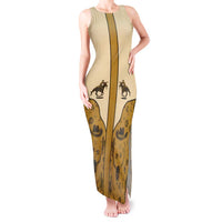 Cowboy Tank Maxi Dress Horse Riding Retro Western Yoke Beige - Wonder Print Shop