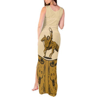 Cowboy Tank Maxi Dress Horse Riding Retro Western Yoke Beige - Wonder Print Shop