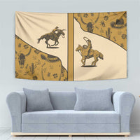 Cowboy Tapestry Horse Riding Retro Western Yoke Beige - Wonder Print Shop