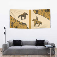 Cowboy Tapestry Horse Riding Retro Western Yoke Beige - Wonder Print Shop