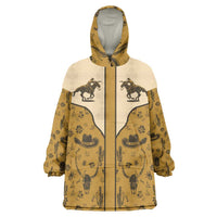 Cowboy Wearable Blanket Hoodie Horse Riding Retro Western Yoke Beige - Wonder Print Shop