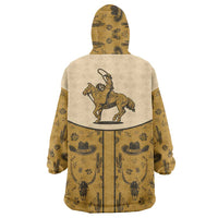 Cowboy Wearable Blanket Hoodie Horse Riding Retro Western Yoke Beige - Wonder Print Shop