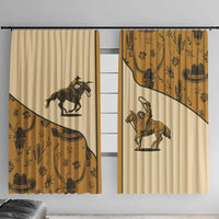 Cowboy Window Curtain Horse Riding Retro Western Yoke Beige - Wonder Print Shop