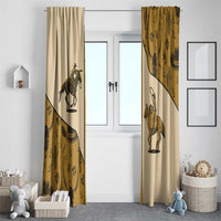 Cowboy Window Curtain Horse Riding Retro Western Yoke Beige - Wonder Print Shop