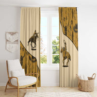 Cowboy Window Curtain Horse Riding Retro Western Yoke Beige - Wonder Print Shop