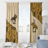 Cowboy Window Curtain Horse Riding Retro Western Yoke Beige - Wonder Print Shop