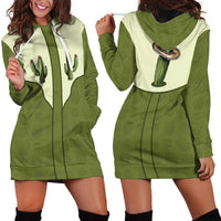 Cowboy Hoodie Dress Cactus Retro Western Yoke - Wonder Print Shop