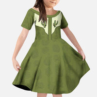 Cowboy Kid Short Sleeve Dress Cactus Retro Western Yoke - Wonder Print Shop