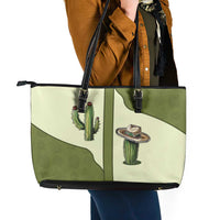 Cowboy Leather Tote Bag Cactus Retro Western Yoke - Wonder Print Shop