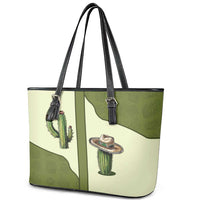 Cowboy Leather Tote Bag Cactus Retro Western Yoke - Wonder Print Shop