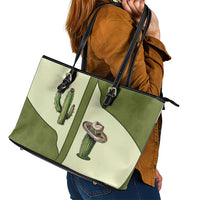Cowboy Leather Tote Bag Cactus Retro Western Yoke - Wonder Print Shop