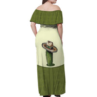 Cowboy Off Shoulder Maxi Dress Cactus Retro Western Yoke - Wonder Print Shop