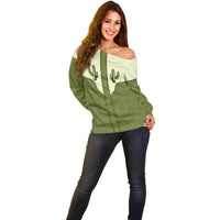 Cowboy Off Shoulder Sweater Cactus Retro Western Yoke - Wonder Print Shop