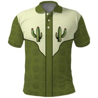 Cowboy Polo Shirt Cactus Retro Western Yoke - Wonder Print Shop