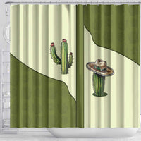 Cowboy Shower Curtain Cactus Retro Western Yoke - Wonder Print Shop
