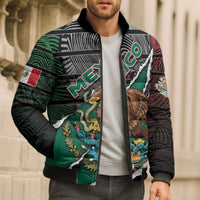 Personalized Mexico Bomber Puffer Jacket Mexican Patriotic Eagle Emblem - Fierce National Pride - Wonder Print Shop