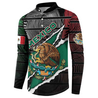 Personalized Mexico Button Sweatshirt Mexican Patriotic Eagle Emblem - Fierce National Pride - Wonder Print Shop