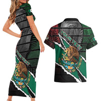Personalized Mexico Couples Matching Short Sleeve Bodycon Dress and Hawaiian Shirt Mexican Patriotic Eagle Emblem - Fierce National Pride - Wonder Print Shop