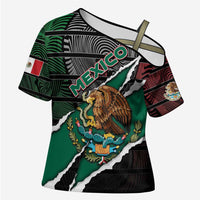 Personalized Mexico Cross Shoulder Shirt Mexican Patriotic Eagle Emblem - Fierce National Pride - Wonder Print Shop