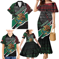 Personalized Mexico Family Matching Mermaid Dress and Hawaiian Shirt Mexican Patriotic Eagle Emblem - Fierce National Pride - Wonder Print Shop