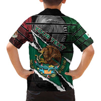 Personalized Mexico Family Matching Off The Shoulder Long Sleeve Dress and Hawaiian Shirt Mexican Patriotic Eagle Emblem - Fierce National Pride - Wonder Print Shop