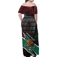 Personalized Mexico Family Matching Off Shoulder Maxi Dress and Hawaiian Shirt Mexican Patriotic Eagle Emblem - Fierce National Pride - Wonder Print Shop