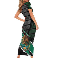 Personalized Mexico Family Matching Short Sleeve Bodycon Dress and Hawaiian Shirt Mexican Patriotic Eagle Emblem - Fierce National Pride - Wonder Print Shop