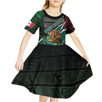 Personalized Mexico Kid Short Sleeve Dress Mexican Patriotic Eagle Emblem - Fierce National Pride - Wonder Print Shop