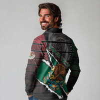 Personalized Mexico Long Sleeve Polo Shirt Mexican Patriotic Eagle Emblem - Fierce National Pride - Wonder Print Shop
