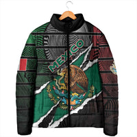 Personalized Mexico Padded Jacket Mexican Patriotic Eagle Emblem - Fierce National Pride - Wonder Print Shop