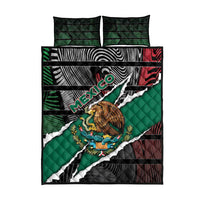 Mexico Quilt Bed Set Mexican Patriotic Eagle Emblem - Fierce National Pride - Wonder Print Shop