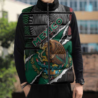 Personalized Mexico Sleeveless Puffer Jacket Mexican Patriotic Eagle Emblem - Fierce National Pride - Wonder Print Shop