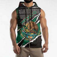 Personalized Mexico Sleeveless Zip Hoodie Mexican Patriotic Eagle Emblem - Fierce National Pride - Wonder Print Shop