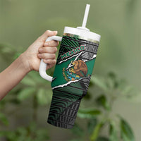 Personalized Mexico Tumbler With Handle Mexican Patriotic Eagle Emblem - Fierce National Pride - Wonder Print Shop