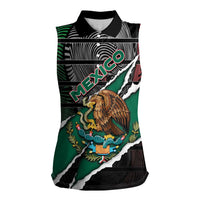 Personalized Mexico Women Sleeveless Polo Shirt Mexican Patriotic Eagle Emblem - Fierce National Pride - Wonder Print Shop