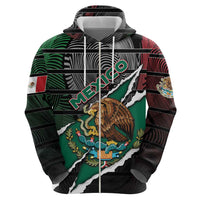 Personalized Mexico Zip Hoodie Mexican Patriotic Eagle Emblem - Fierce National Pride - Wonder Print Shop