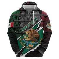 Personalized Mexico Zip Hoodie Mexican Patriotic Eagle Emblem - Fierce National Pride - Wonder Print Shop