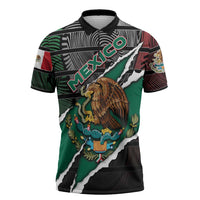 Personalized Mexico Zipper Polo Shirt Mexican Patriotic Eagle Emblem - Fierce National Pride - Wonder Print Shop