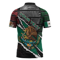 Personalized Mexico Zipper Polo Shirt Mexican Patriotic Eagle Emblem - Fierce National Pride - Wonder Print Shop