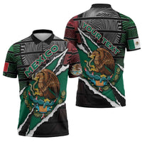 Personalized Mexico Zipper Polo Shirt Mexican Patriotic Eagle Emblem - Fierce National Pride - Wonder Print Shop