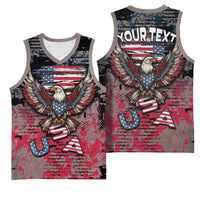 Personalized Patriotic Rebel American Basketball Jersey Grunge USA Eagle Flag - Wonder Print Shop
