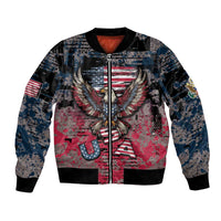 Personalized Patriotic Rebel American Bomber Jacket Grunge USA Eagle Flag - Wonder Print Shop