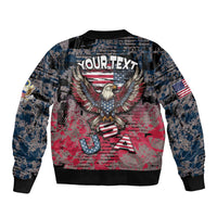 Personalized Patriotic Rebel American Bomber Jacket Grunge USA Eagle Flag - Wonder Print Shop